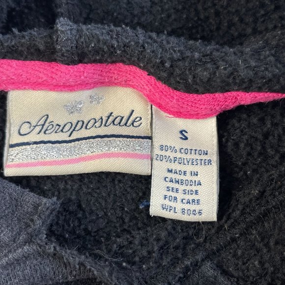 Aeropostale Y2K VTG Embroidered Oversized‎ Hoodie Womens Size S Black Spellout - Picture 4 of 14